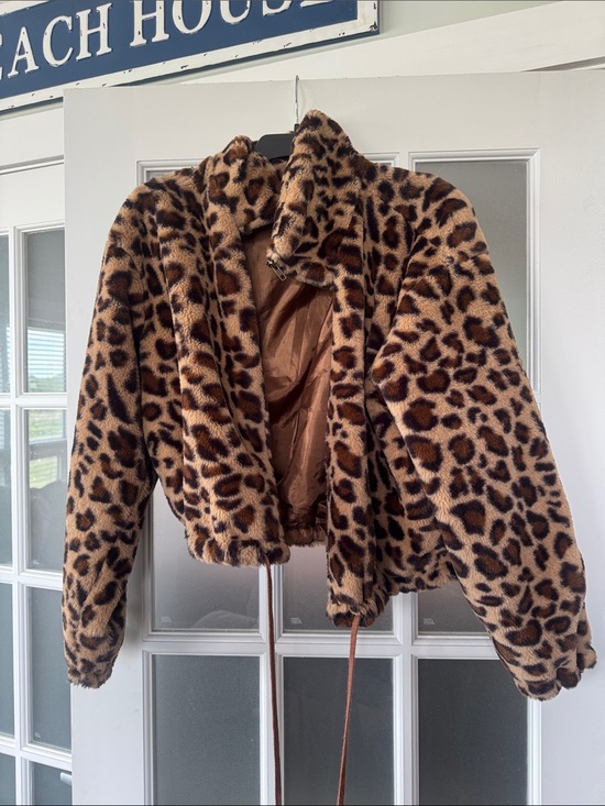 Know One Cares Jackets & Blazers - Leopard Print Faux Fur Bomber Jacket - Brown
